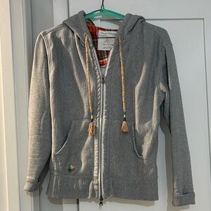 TWo hands Women's Light Gray Hooded Zip Sweatshirt- small